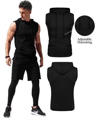 Babioboa Men's Sleeveless Workout Hooded Tank Top - Black, Medium - Buy Online on GoSupps.com