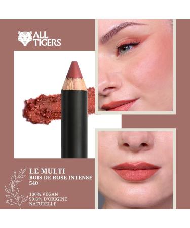  ALL TIGERS All Tigers - 3-in-1 Multi Purpose Pencil for Eyes Lips and Cheeks - Intense Rosewood Tint - Creamy Texture and Easy to Apply - Natural - Vegan - Enriched with Organic Jojoba - Eco-Responsible - Buy Online on GoSupps.com