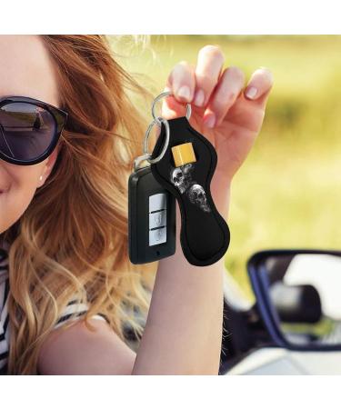 Poceacles Neoprene Clip On Lip Gloss Keyring with Wrist Strap Lip Balm Organizer (Black) - Buy Online on GoSupps.com