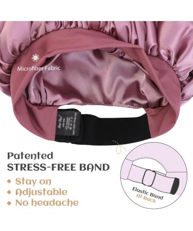 Satin Silk Purple Hat Hut Bonnet - Adjustable Double Layer Sleep Cap for Curly Hair Women - Pattern Design - One Size - Buy Online on GoSupps.com