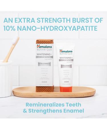 Himalaya Botanique Whitening + Extra Strength Hydroxyapatite Toothpaste - 10% Nano Hydroxyapatite to Support Remineralization & Restore Enamel to Strengthen Teeth - Vegan Mint Flavor 3 oz - Buy Online on GoSupps.com
