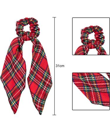 Miaija 3Pieces Chrismas Tartan Scrunchies Red Tartan Scottish Hair Scrunchie Ribbon Bow Hair Ropes Scrunchy Hair Accessories for Women Girls - Buy Online on GoSupps.com