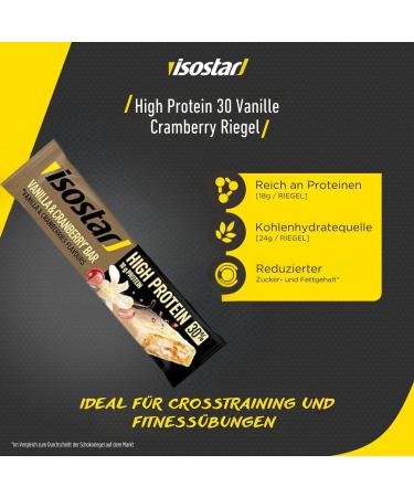 Isostar High Protein 30 Bars Vanilla Cranberry Flavor - Pack of 16 Protein Bars for Athletes - 16 x 55 g - Buy Online on GoSupps.com