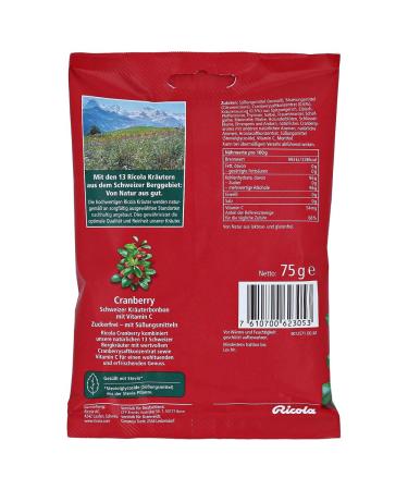 Ricola Cranberry Zuckerfrei 75g - Herbal Cough Drops - Buy Online - Buy Online on GoSupps.com