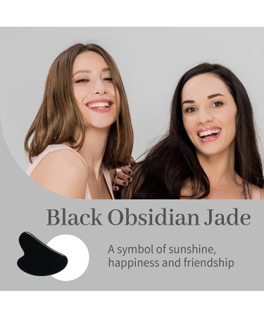 Gua Sha Massage Tool - Black Obsidian Face & Body Board | Natural Jade Stone Anti-Aging Facial Massager - Buy Online on GoSupps.com