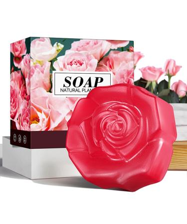 Rose Soap Handmade Soap Bar Natural Soap with Rose Essential Oil Facial Soap Bar Cleanser Suitable for All Skin Types Face & Body Cleansing Hydrating Moisturising Exfoliating Vegan & Residue-Free 1