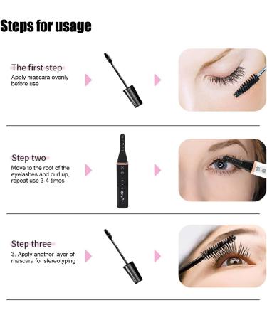 Electric Heating Eyelash Curler Portable Long Lasting Eyelash Curling Tool for Gorgeous Eyelashes (Black) - Buy Online on GoSupps.com