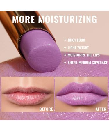 Oulac Moisture Shine Lipstick - Light Lavender Tinted Balm for Dry Lips | Hydrating Vegan Lipstick with Glossy Finish (10) - Buy Online on GoSupps.com