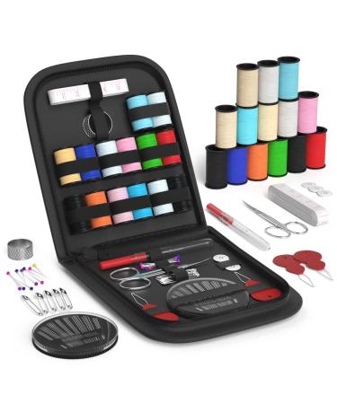 Coquimbo Sewing Kit Gifts for Women, Mom, Traveler, Adults, Beginner, Emergency, Sewing Supplies Accessories with Scissors, Thimble, Thread, Sewing Needles, Tape Measure etc (Black, S) Black S - Buy Online on GoSupps.com
