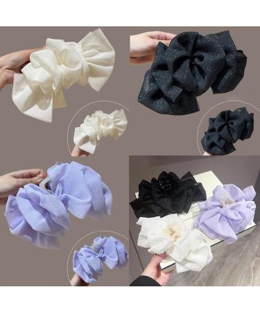 Bow Bubbleclips Chiffon Silk Hair Claw Clips Large Claw Clips for Thick Hair Hair Bow Hair Pins (A+C) - Buy Online on GoSupps.com