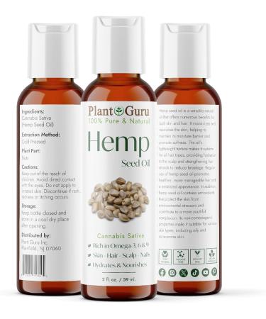 Hemp Seed Oil 2 oz - 100% Pure Virgin Unrefined Natural Moisturizer for Skin Body & Hair | Acne Massage & More - Buy Online on GoSupps.com
