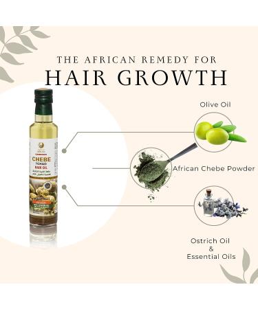 AMALICO Chebe Oil for Hair Growth - 100% Natural African Chebe Powder with Olive Oil, Ostrich Oil, and Essential Oil - 8.45 FL OZ - Buy Online on GoSupps.com