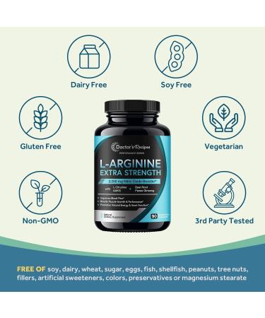Doctor s Recipes L-Arginine AAKG Capsules for Men & Women - 2250mg High Dose Nitric Oxide Booster with L-Citrulline, Beet Root, Panax Ginseng for Muscle Vascularity, Performance & Heart Health - Non-GMO - Buy Online on GoSupps.com
