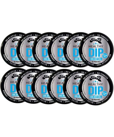 Teaza Herbal Energy Pouches, Tobacco Alternative Nicotine Free, Smokeless Alternative Snuff and Healthy Dip, Caffeine Free Tobacco Free Chew Premium Crisp Minty Flavor - Cool Mint Chill (12 Pack) 10 Count (Pack of 12)