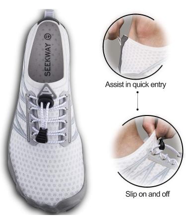 SEEKWAY Water Shoes - Quick-Dry Aqua Sock for Beach, Swim, Hiking - White, Size 8.5 Women/7.5 Men - Buy Online on GoSupps.com