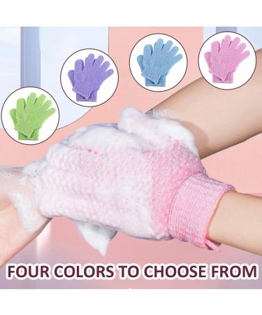 WIFUN Exfoliating Gloves - 8 PCS Deep Body Scrub Mitt for Dead Skin Removal - Shower Scrubbing Gloves for Men and Women (Green Blue Pink Purple) - Buy Online on GoSupps.com