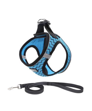Suredoo dog harness with leash anti -train dishes reflective chest harness for small dogs pets puppies cats (blue wave XS) XS blue wave - Buy Online on GoSupps.com