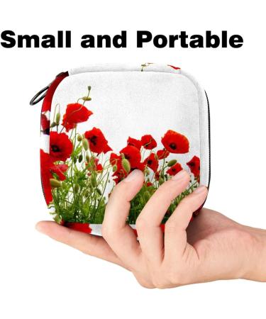 Portable Red Flower Storage Bags for Women - Menstrual Pads Tampons & Bandages - Multicolored Organizers for School & Office - Buy Online on GoSupps.com