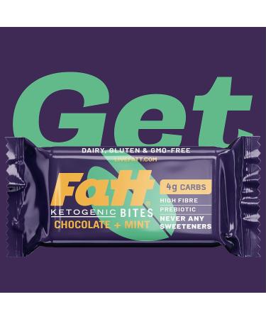 Fatt Ketogenic Bites (Chocolate + Mint 20 Pack) - 100% Natural Keto Snack Bars - 4g Carbs - Zero Sweeteners - High Prebiotic Fibre - Low Sugar - Low Carb - Gluten Free Mint Chocolate 20 Pack - Buy Online on GoSupps.com