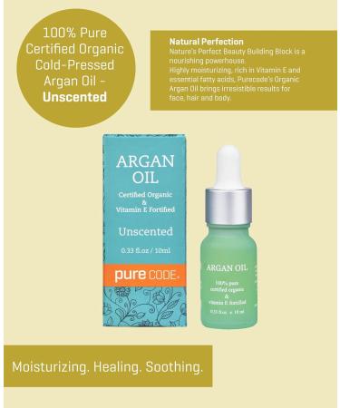 Buy PURECODE Organic Argan Oil with Vitamin E - Unscented 100% Pure Made in USA (10ml) - Fast International Shipping - Buy Online on GoSupps.com