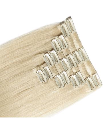 SEGO Clip In Extensions Real Hair Extension 100% Remy Human Hair Hairpiece Natural Platinum Blonde#60 14"(35cm)-60g