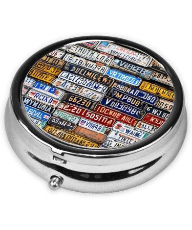 Buy License Plate Mini Round Pill Box - 3 Compartment Travel Organizer for Pills - Portable Pill Case for Home & Office - Buy Online on GoSupps.com