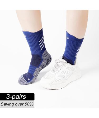 Slip-Proof Football Socks for Men & Women | Anti-Slip Grip Socks for Rugby Basketball Yoga Hiking & Running | Navy 3-Pack - Buy Online on GoSupps.com