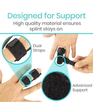 Vive Finger Splint (2 Pack) - Universal Finger Straightener for Arthritis and Pain Relief - Adjustable Brace for Trigger and Broken Fingers - Support for Middle, Index, Ring, Pinky - Black - Buy Online on GoSupps.com
