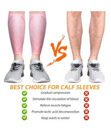 Calf Compression Sleeves for Women & Men 2 Pack Elastic Calf Support Footless Socks Ventilation Calf Brace for Pain Relief Sports Recovery Cycling Travelling Gym Calf Guards (Pink M) M Pink - Buy Online on GoSupps.com