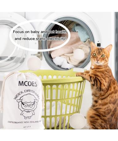 Organic Wool Dryer Balls 6-Pack - Natural Fabric Softener - Baby Safe & Anti Static - Save Energy & Time - Reusable - New Zealand Wool - Buy Online on GoSupps.com