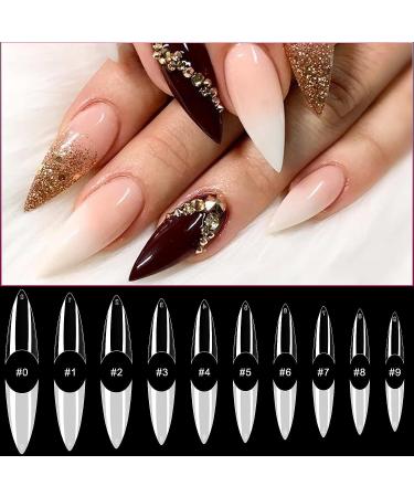 AORAEM Stiletto Nail Tips - 1000Pcs Acrylic False Nails Set with Bag (Short Clear+Natural) - Buy Online on GoSupps.com