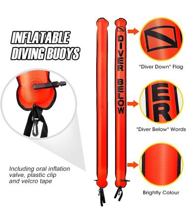 6ft Hi-Visibility Surface Marker Buoy Set for Scuba Diving | Safety Sausage with Finger Spool Reel and Snap Kit - Red - Buy Online on GoSupps.com