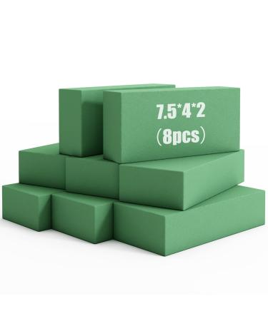 Whonline 8pcs Floral Foam Blocks, Wet and Dry Green Floral Bricks(7.5 L x 4 W x 2 H) for Home Arts & Crafts Projects, Flower Arrangement, DIY Baskets, Wedding, Birthdays, and Garden Decorations