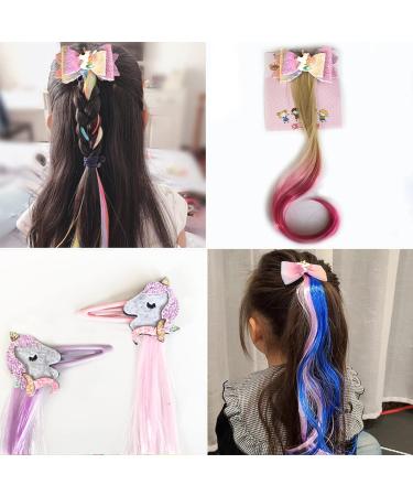 10 Unicorn Hair Clips & Purple Wig Needles Set | Color Gradient Princess Accessories for Parties & Dress Up - Buy Online on GoSupps.com
