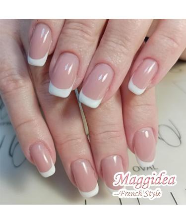 French Style Short Stick on Nails - 24pcs Square Press On Nails with Glue | Elegant Ballet Fake Nails for Women - Buy Online on GoSupps.com