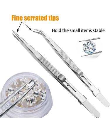 MIUPOO Adjustable Slide Lock Nail Art Tweezers Nail Rhinestone Stickers Jewel Gem Craft Tweezers Precision Slide Locking Antistatic Tweezers Set 2 Pieces 2 Slide Lock Tweezers - Buy Online on GoSupps.com