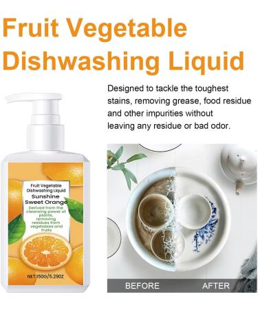 Fruit and Vegetable Wash Dishwashing Liquid Dish Soap Natural Dish Detergent Liquid Kitchen Vegetable Cleaner 1 Bottle - Buy Online on GoSupps.com