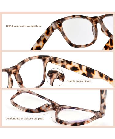 ABEJOJO Oversized Blue Light-Blocking Reading Glasses for Women | Spring Hinge UV Protection Anti-Glare - White Tortoise 0.0 Diopter - Buy Online on GoSupps.com