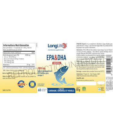 LongLife EPA&DHA Original | 3000mg Wild Fish Oil | Omega 3 990mg | 540mg EPA and 360mg DHA | Purity & Deodorized | Cardiovascular Brain & Visual Function | Gluten Free - Buy Online on GoSupps.com