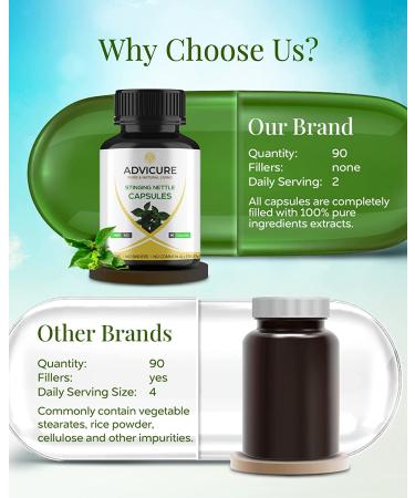 Stinging Nettle Root Extract Capsules - 1000mg - Organic Herbal Supplements for Hair Growth - 90 Veg Capsules - Buy Online on GoSupps.com