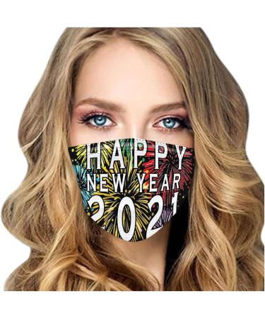 100PCS 2021 Happy New Year Disposable Face_Mask for Adult 2021 Happy New Years Face Bandanas 3-Layer Non-Woven with Elastic Earloops - Buy Online on GoSupps.com