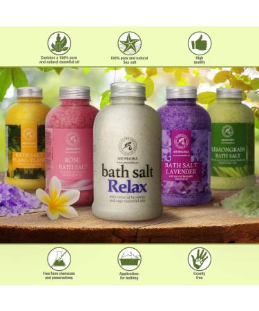 Relaxing Bathing Salt 600g - Sea Salt with Lavender & Sage Oil for Sleep Stress Relief and Aromatherapy - Best Body Care & Wellness Solution - Buy Online on GoSupps.com