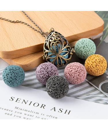 Buy Bivei Aromatherapy Essential Oil Lava Stone Diffuser Necklace - Vintage Bronze Locket with 7 Oval Lava Beads - International Shipping Available - Buy Online on GoSupps.com