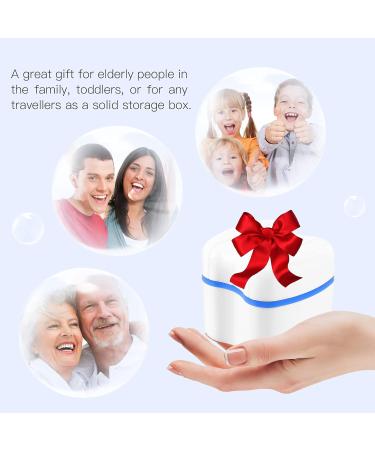 Denture Case Orthodontic Retainer Holder with Strainer & Lid (Blue) - Soaking Cup for Night Guard & Mouth Guard Cleaning - Buy Online on GoSupps.com