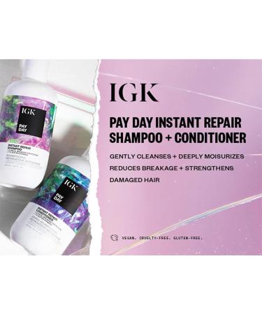 IGK Pay Day Instant Repair Shampoo & Conditioner Set | Bond-Building Damage Repair | Vegan & Cruelty-Free | International Shipping Available - Buy Online on GoSupps.com