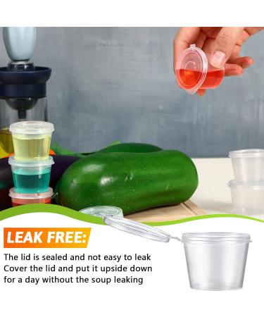 60 Pack 1 oz Plastic Condiment Cups with Lids - Leak Proof Mini Sauce Containers for Salad Dressing - Disposable Portion Souffle Cups for Sauces and Jelly Shots - Buy Online on GoSupps.com