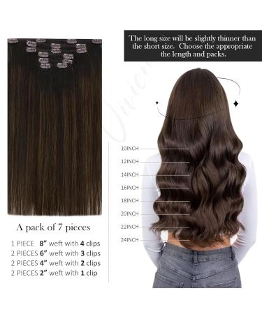 Vivien Clip-In Extensions | Real Remy Hair | Darkest Brown to Light Brown #2/8/2 | 30cm 80g 7PCS | 12 Inch Hair Extensions - Buy Online on GoSupps.com