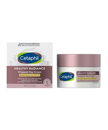 Face Day Cream by Cetaphil, Healthy Radiance Whipped Day Cream w/SPF 30, Visibly Reduces Look of Dark Spots, Brightening Lotion, Designed for Sensitive Skin, Hypoallergenic, Fragrance Free, 1.7oz