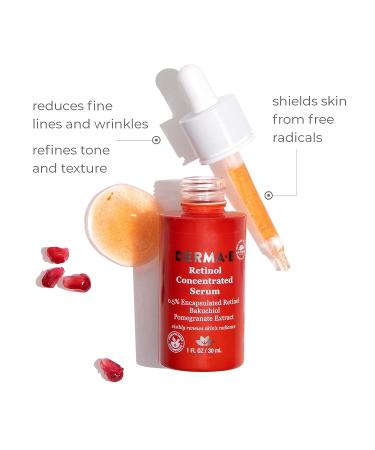 DERMA E Retinol Concentrated Serum with Pomegranate Extract and Bakuchiol - Anti-Aging Face Serum for Fine Lines and Wrinkles - 1 Fl Oz - Buy Online on GoSupps.com