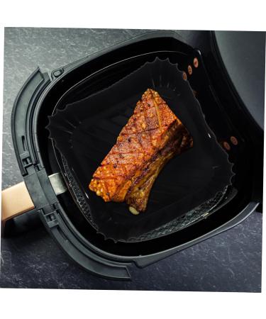 GRIRIW Air Fryer Pad Non Stick Baking Pan Reusable Air Fryer Baskets Silicone Bakeware Foldable Black 22X6CM - Buy Online on GoSupps.com